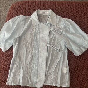 Vintage Puff Sleeve Blouse with Asian inspired detail and frog closures